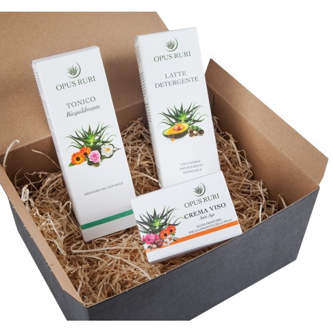 Idea regalo Crema Viso Antiage 50 ml + Tonico viso Equilibrante 200 ml + Latte detergente 200 ml