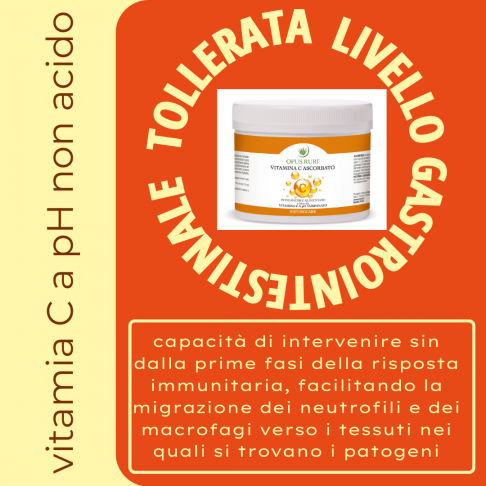 OR vitamina C ascorbato elevata biodisponibilità con pH tamponato (non acido) tollerata a livello gastrointestinale